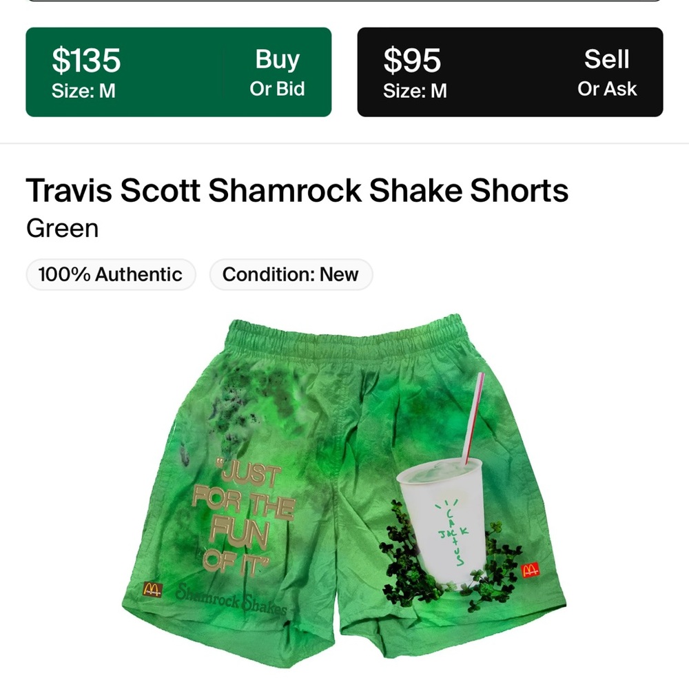 Travis Scott shamrock shake McDonald’s shorts